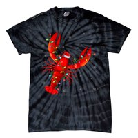 Funny Lobster Xmas Lighting Reindeer Hat Lobster Christmas Tie-Dye T-Shirt