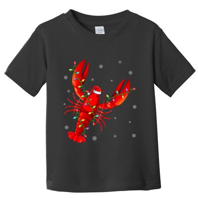 Funny Lobster Xmas Lighting Reindeer Hat Lobster Christmas Toddler T-Shirt