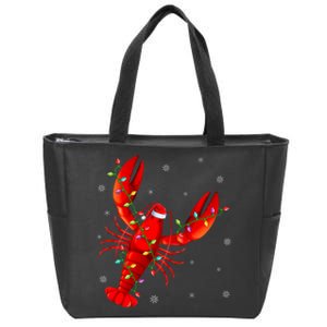 Funny Lobster Xmas Lighting Reindeer Hat Lobster Christmas Zip Tote Bag