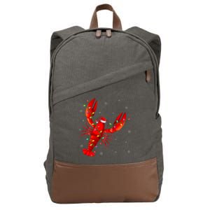 Funny Lobster Xmas Lighting Reindeer Hat Lobster Christmas Cotton Canvas Backpack