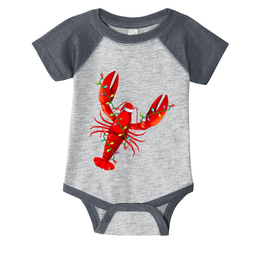 Funny Lobster Xmas Lighting Reindeer Hat Lobster Christmas Infant Baby Jersey Bodysuit