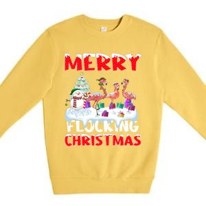 Flamingo Lover Xmas Gift Merry Flocking Christmas Flamingo Funny Gift Premium Crewneck Sweatshirt