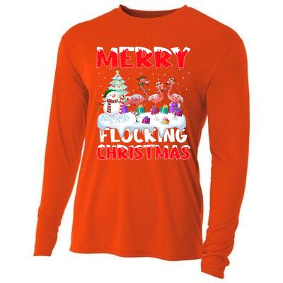 Flamingo Lover Xmas Gift Merry Flocking Christmas Flamingo Funny Gift Cooling Performance Long Sleeve Crew