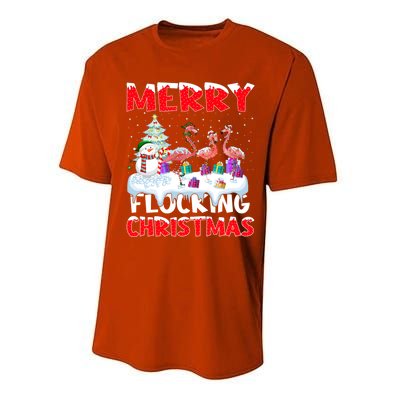 Flamingo Lover Xmas Gift Merry Flocking Christmas Flamingo Funny Gift Performance Sprint T-Shirt