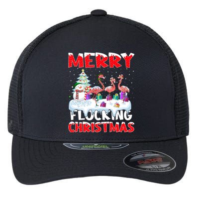 Flamingo Lover Xmas Gift Merry Flocking Christmas Flamingo Funny Gift Flexfit Unipanel Trucker Cap