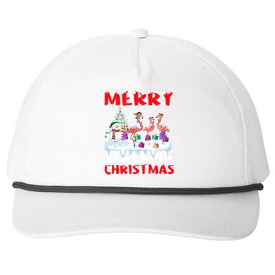 Flamingo Lover Xmas Gift Merry Flocking Christmas Flamingo Funny Gift Snapback Five-Panel Rope Hat