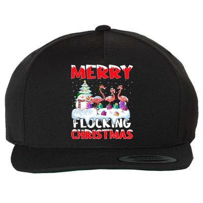 Flamingo Lover Xmas Gift Merry Flocking Christmas Flamingo Funny Gift Wool Snapback Cap