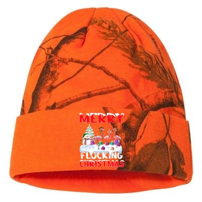 Flamingo Lover Xmas Gift Merry Flocking Christmas Flamingo Funny Gift Kati Licensed 12" Camo Beanie