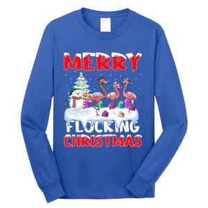 Flamingo Lover Xmas Gift Merry Flocking Christmas Flamingo Funny Gift Long Sleeve Shirt