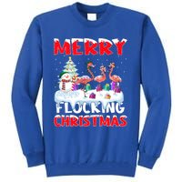 Flamingo Lover Xmas Gift Merry Flocking Christmas Flamingo Funny Gift Tall Sweatshirt