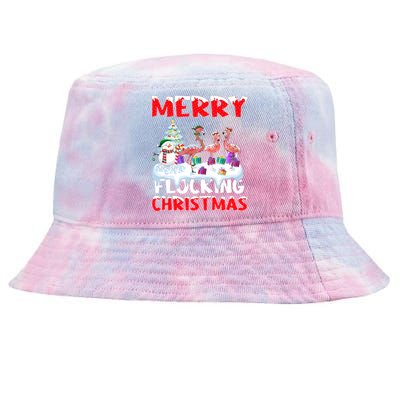 Flamingo Lover Xmas Gift Merry Flocking Christmas Flamingo Funny Gift Tie-Dyed Bucket Hat