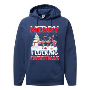 Flamingo Lover Xmas Gift Merry Flocking Christmas Flamingo Funny Gift Performance Fleece Hoodie