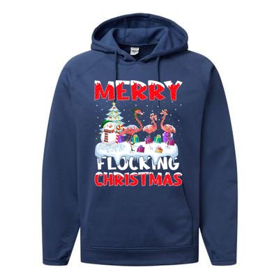 Flamingo Lover Xmas Gift Merry Flocking Christmas Flamingo Funny Gift Performance Fleece Hoodie