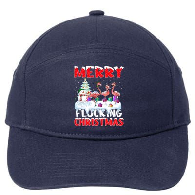 Flamingo Lover Xmas Gift Merry Flocking Christmas Flamingo Funny Gift 7-Panel Snapback Hat