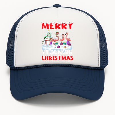 Flamingo Lover Xmas Gift Merry Flocking Christmas Flamingo Funny Gift Trucker Hat