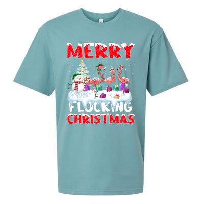 Flamingo Lover Xmas Gift Merry Flocking Christmas Flamingo Funny Gift Sueded Cloud Jersey T-Shirt