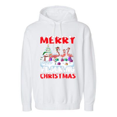 Flamingo Lover Xmas Gift Merry Flocking Christmas Flamingo Funny Gift Garment-Dyed Fleece Hoodie