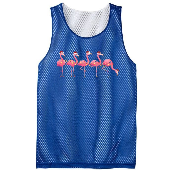 Flamingos Lover Xmas Lighting Santa Pink Flamingo Christmas Gift Mesh Reversible Basketball Jersey Tank