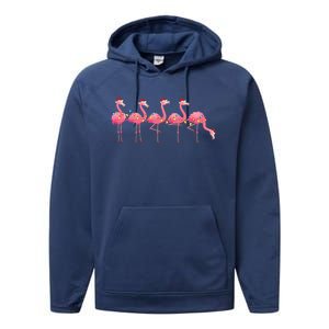 Flamingos Lover Xmas Lighting Santa Pink Flamingo Christmas Gift Performance Fleece Hoodie