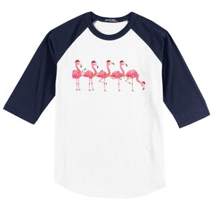 Flamingos Lover Xmas Lighting Santa Pink Flamingo Christmas Gift Baseball Sleeve Shirt