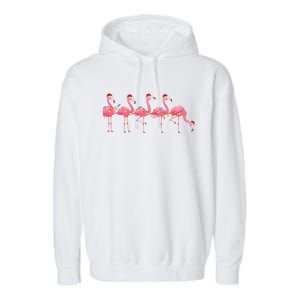 Flamingos Lover Xmas Lighting Santa Pink Flamingo Christmas Gift Garment-Dyed Fleece Hoodie