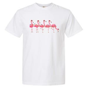 Flamingos Lover Xmas Lighting Santa Pink Flamingo Christmas Gift Garment-Dyed Heavyweight T-Shirt