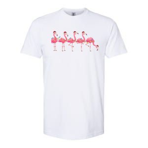 Flamingos Lover Xmas Lighting Santa Pink Flamingo Christmas Gift Softstyle CVC T-Shirt