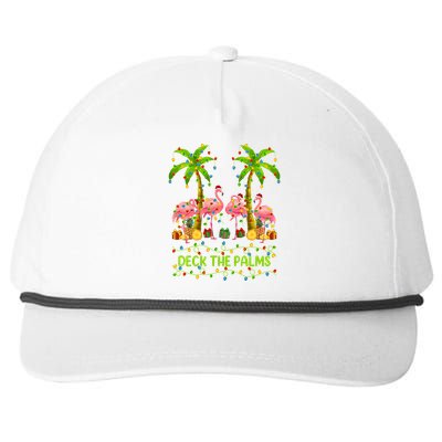 Flamingo Lover Xmas Lights Deck The Palms Flamingo Christmas Great Gift Snapback Five-Panel Rope Hat