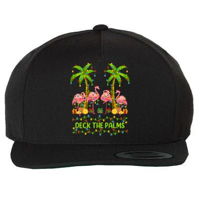 Flamingo Lover Xmas Lights Deck The Palms Flamingo Christmas Great Gift Wool Snapback Cap