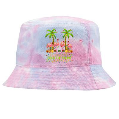 Flamingo Lover Xmas Lights Deck The Palms Flamingo Christmas Great Gift Tie-Dyed Bucket Hat