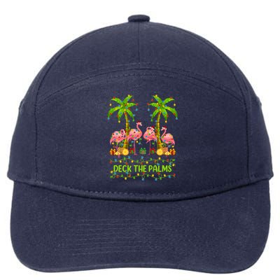 Flamingo Lover Xmas Lights Deck The Palms Flamingo Christmas Great Gift 7-Panel Snapback Hat