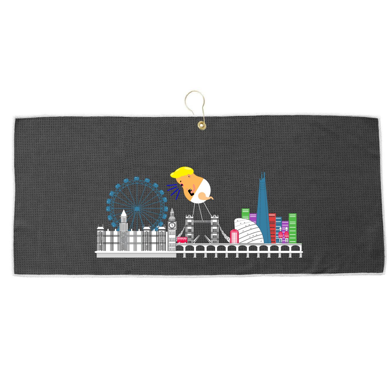 Fly Baby Trump Over City Large Microfiber Waffle Golf Towel