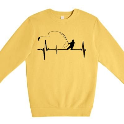 Fly Fishing Heartbeat Pulse Premium Crewneck Sweatshirt