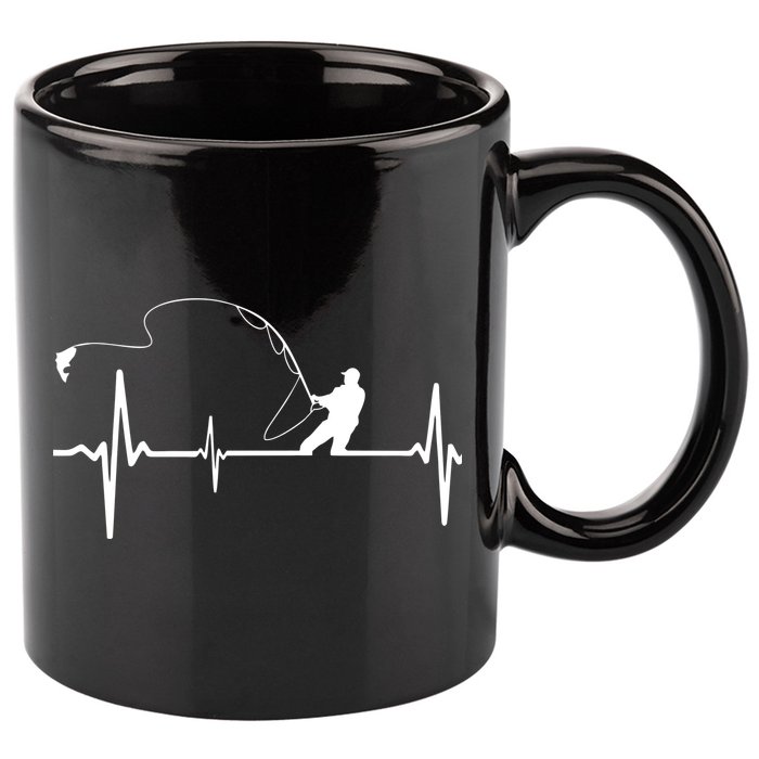 Fly Fishing Heartbeat Pulse 11oz C Handle Ceramic Mug