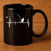 Fly Fishing Heartbeat Pulse 11oz C Handle Ceramic Mug
