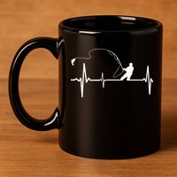 Fly Fishing Heartbeat Pulse 11oz C Handle Ceramic Mug