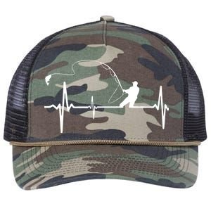 Fly Fishing Heartbeat Pulse Retro Rope Trucker Hat Cap