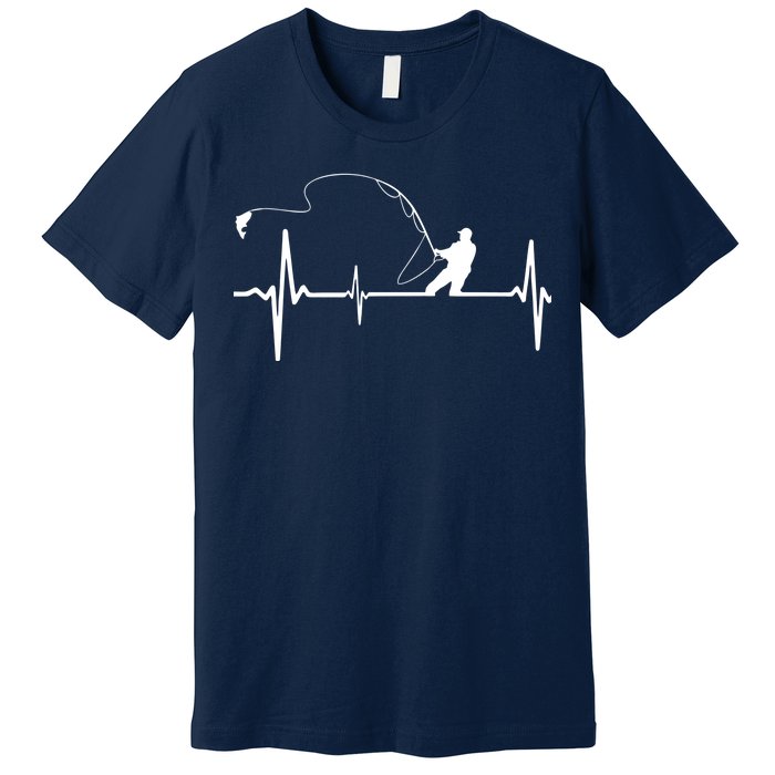 Fly Fishing Heartbeat Pulse Premium T-Shirt