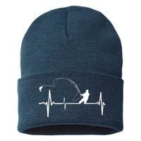 Fly Fishing Heartbeat Pulse Sustainable Knit Beanie