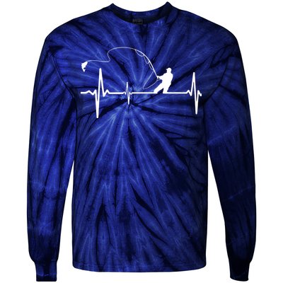 Fly Fishing Heartbeat Pulse Tie-Dye Long Sleeve Shirt