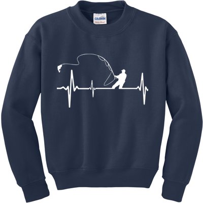 Fly Fishing Heartbeat Pulse Kids Sweatshirt