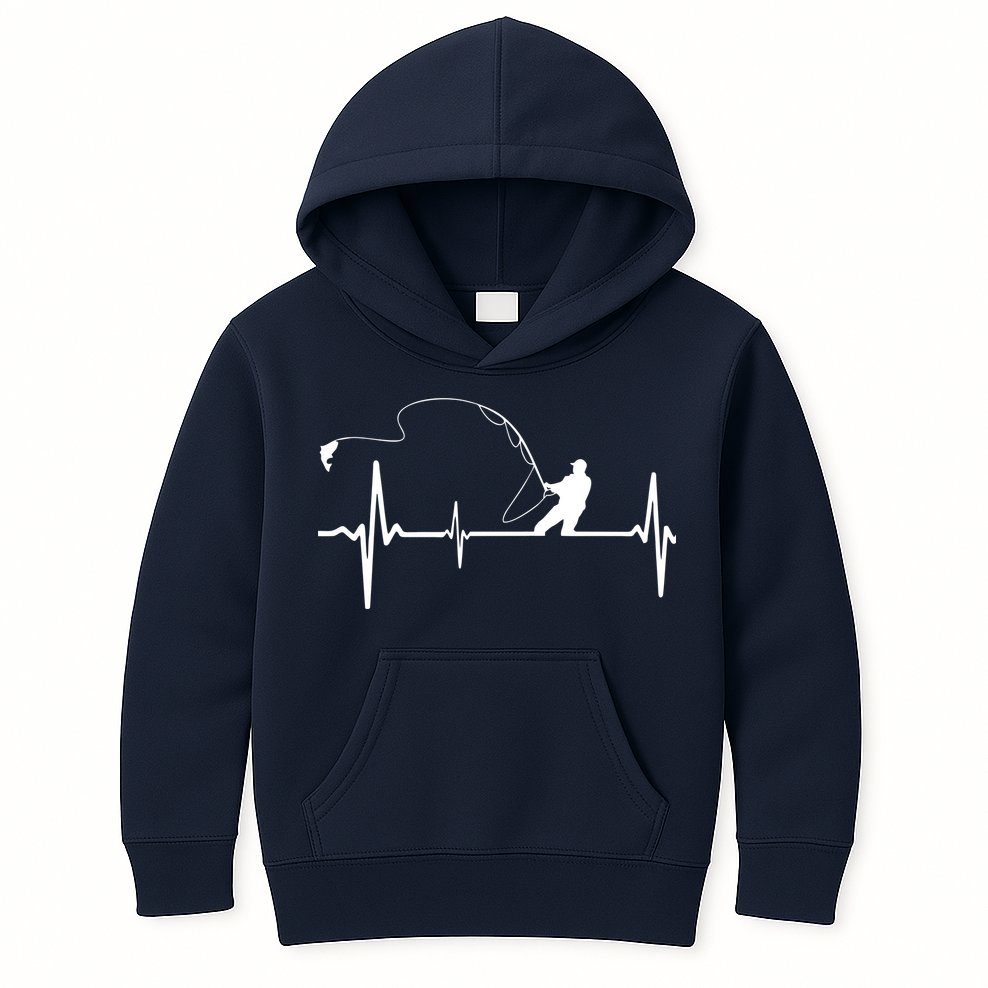 Fly Fishing Heartbeat Pulse Kids Hoodie