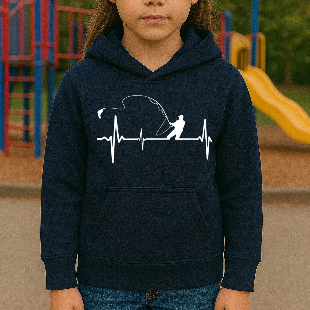 Fly Fishing Heartbeat Pulse Kids Hoodie