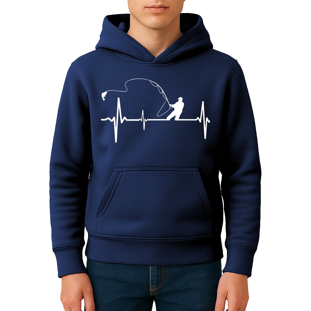 Fly Fishing Heartbeat Pulse Kids Hoodie