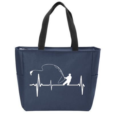 Fly Fishing Heartbeat Pulse Zip Tote Bag