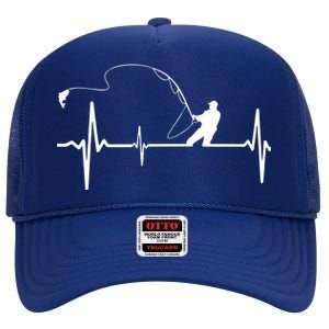 Fly Fishing Heartbeat Pulse High Crown Mesh Back Trucker Hat