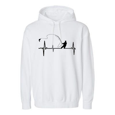 Fly Fishing Heartbeat Pulse Garment-Dyed Fleece Hoodie