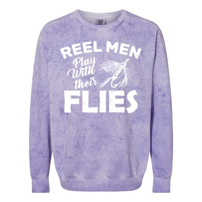 Fly Fishing Reel Men Play With Their Flies Colorblast Crewneck Sweatshirt