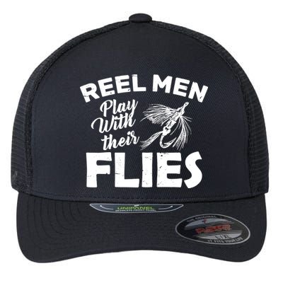 Fly Fishing Reel Men Play With Their Flies Flexfit Unipanel Trucker Cap