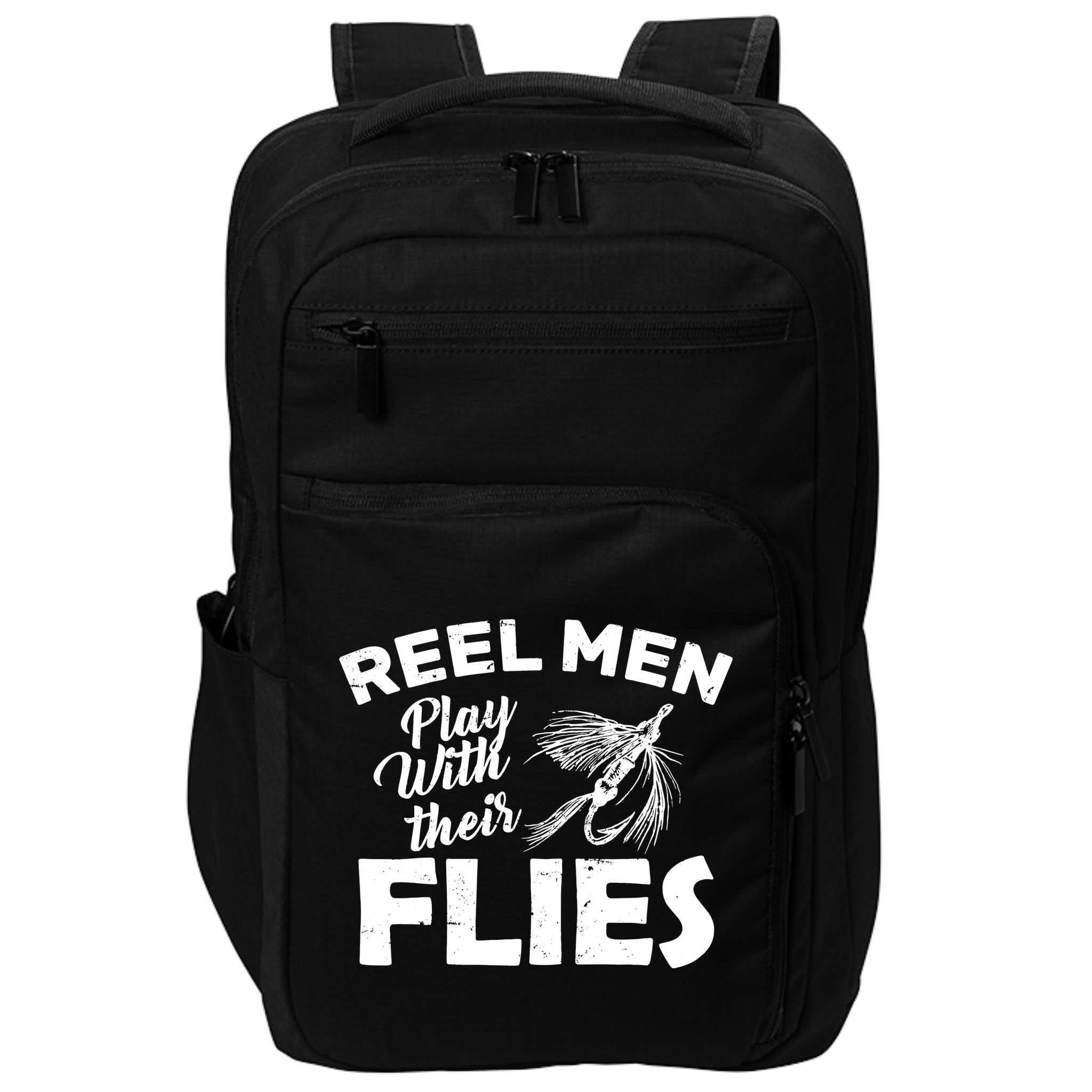 Fly Fishing Reel Men Play With Their Flies Impact Tech Backpack